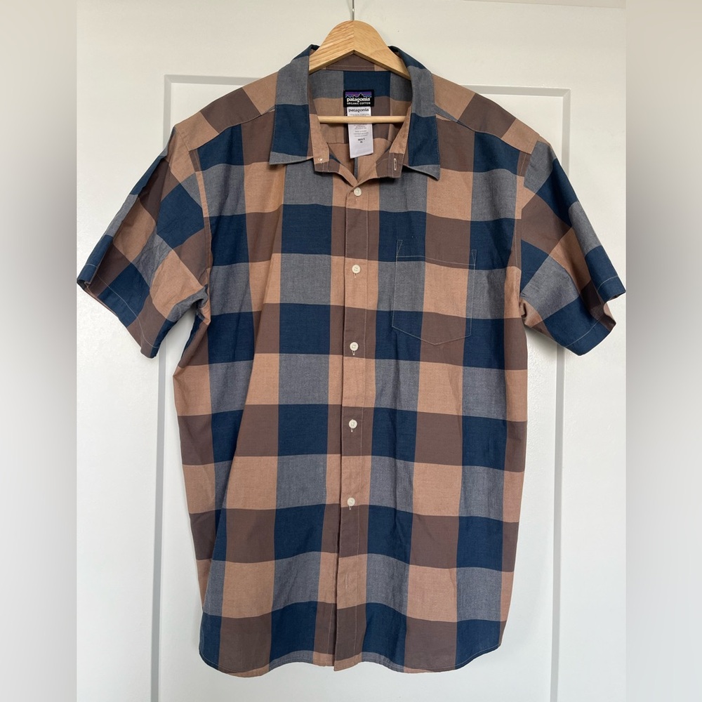 Patagonia Organic Cotton Plaid Short Sleeve Button Down Men’s XL